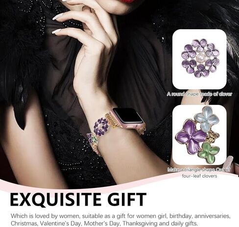 VIQIV Dressy Bracelet Compatible with Apple Watch Bands for Women 38mm 40mm 41mm 42mm 44mm 45mm 46mm 49mm Strethy, Cute Fancy Bling Metal Stretch Wristband Straps Smartwatch Bands for iWatch Ultra 2/Ultra Series 10/9/8/7/6/5/4/3/2/1/SE in Kuwait