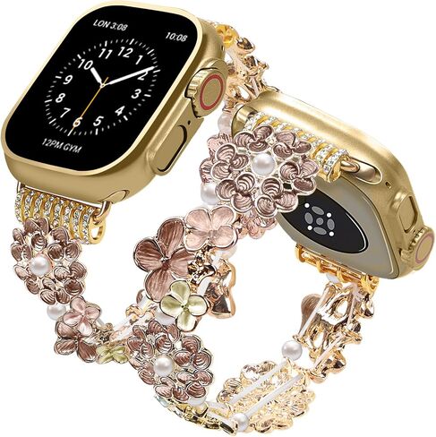 VIQIV Dressy Bracelet Compatible with Apple Watch Bands for Women 38mm 40mm 41mm 42mm 44mm 45mm 46mm 49mm Strethy, Cute Fancy Bling Metal Stretch Wristband Straps Smartwatch Bands for iWatch Ultra 2/Ultra Series 10/9/8/7/6/5/4/3/2/1/SE in Kuwait