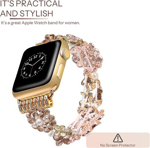 VIQIV Dressy Bracelet Compatible with Apple Watch Bands for Women 38mm 40mm 41mm 42mm 44mm 45mm 46mm 49mm Strethy, Cute Fancy Bling Metal Stretch Wristband Straps Smartwatch Bands for iWatch Ultra 2/Ultra Series 10/9/8/7/6/5/4/3/2/1/SE in Kuwait