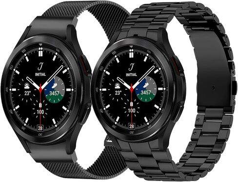 KOREDA No Gap Metal Bands Sets Compatible with Samsung Galaxy Watch 7 FE 6 5 4 40mm 44mm, Galaxy Watch 5 Pro Band 45mm/Watch 6 4 Classic Band 42mm 46mm 43mm 47mm, 20mm Business Solid Stainless Steel Metal Band for Men in Saudi Arabia