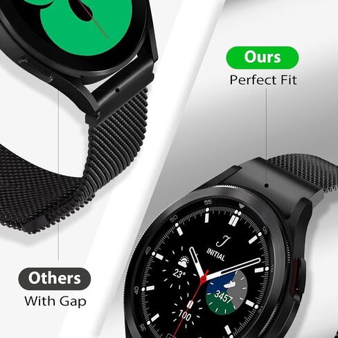 KOREDA No Gap Metal Bands Sets Compatible with Samsung Galaxy Watch 7 FE 6 5 4 40mm 44mm, Galaxy Watch 5 Pro Band 45mm/Watch 6 4 Classic Band 42mm 46mm 43mm 47mm, 20mm Business Solid Stainless Steel Metal Band for Men in Saudi Arabia
