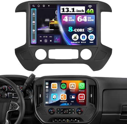 8 Core 4G+64G Android 13 Car Stereo for Chevrolet Chevy Silverado GMC Sierra 2014-2019 with Wireless CarPlay Android Auto,13.1" 2K Touchscreen Car Radio with GPS,WiFi&4G,Bluetooth FM/AM/RDS Radio SWC in Saudi Arabia
