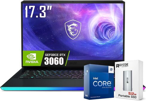 MSI GE76 Raider Gaming 17.3" 144Hz FHD Laptop, Intel Core i9-12900H(up to 5.00 GHz), GeForce RTX 3060, 64GB DDR5 RAM, 2TB PCIE SSD, RGB Backlit, Thunderbolt 4, Webcam, W/Portable SSD, Win 11, Black in Saudi Arabia
