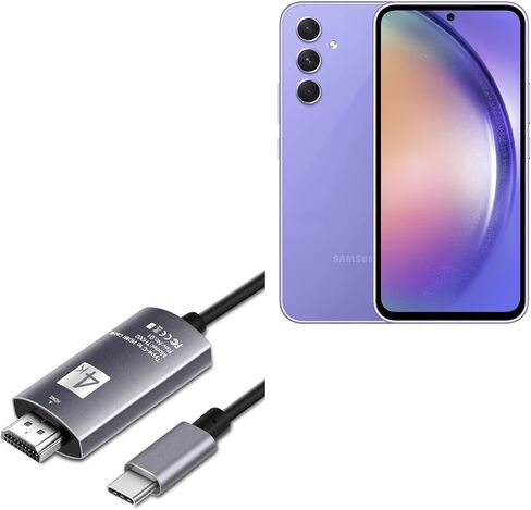 كابل BoxWave متوافق مع Samsung A54 - كابل SmartDisplay - USB من النوع C إلى HDMI (6 أقدام)، كابل USB C/HDMI - أسود لامع in Saudi Arabia