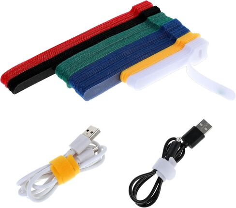 80PCS Tie Wraps 3 Sizes 6 Colors Cable Ties Reusable, Adjustable Multi-purpose Cable Management Fastening Cord Wrap Reusable Hook and Loop Straps Organizer for Home, Office and Garage in Saudi Arabia
