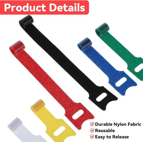 80PCS Tie Wraps 3 Sizes 6 Colors Cable Ties Reusable, Adjustable Multi-purpose Cable Management Fastening Cord Wrap Reusable Hook and Loop Straps Organizer for Home, Office and Garage in Saudi Arabia