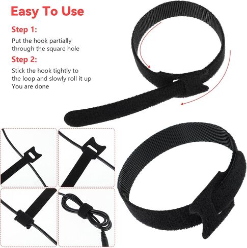 80PCS Tie Wraps 3 Sizes 6 Colors Cable Ties Reusable, Adjustable Multi-purpose Cable Management Fastening Cord Wrap Reusable Hook and Loop Straps Organizer for Home, Office and Garage in Saudi Arabia