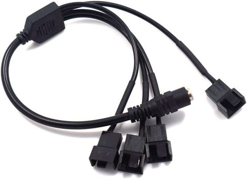 DC Power Supply Plug to 4-Pin 3-Pin PC Fan Power Adapter DC 5.5 x 2.1mm Female Cable Computer Cooler Cooling Fan Splitter Power Cable 11.8inch 30cm (1 to 1) in Kuwait