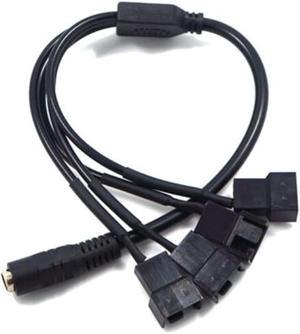 DC Power Supply Plug to 4-Pin 3-Pin PC Fan Power Adapter DC 5.5 x 2.1mm Female Cable Computer Cooler Cooling Fan Splitter Power Cable 11.8inch 30cm (1 to 1) in Kuwait