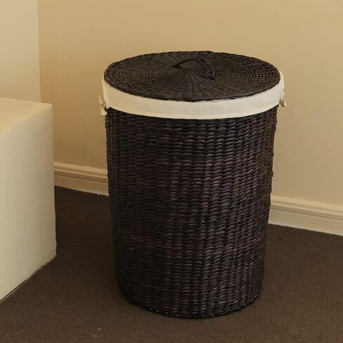Furnnylane Handmade Wicker Laundry Basket with Lid,Hand-woven Laundry Hamper with Liner,Large Laundery Basket with Ample Laundry Space in Saudi Arabia