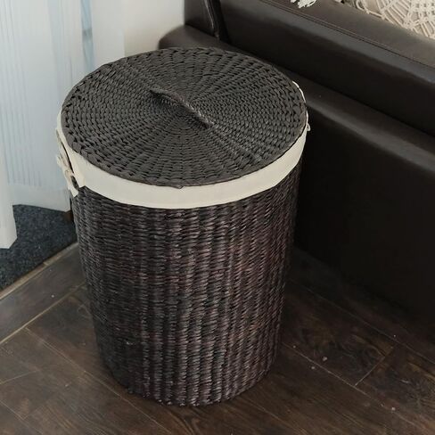 Furnnylane Handmade Wicker Laundry Basket with Lid,Hand-woven Laundry Hamper with Liner,Large Laundery Basket with Ample Laundry Space in Saudi Arabia