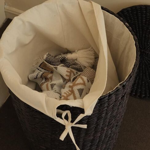 Furnnylane Handmade Wicker Laundry Basket with Lid,Hand-woven Laundry Hamper with Liner,Large Laundery Basket with Ample Laundry Space in Saudi Arabia