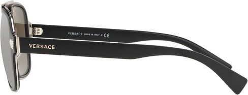 Versace Medusa Charm VE 2199 10006G Matte Black Plastic Aviator Sunglasses Silver Mirror Lens in Kuwait