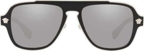 Versace Medusa Charm VE 2199 10006G Matte Black Plastic Aviator Sunglasses Silver Mirror Lens in Kuwait