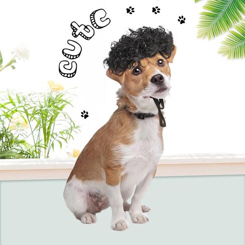 3 Pieces Halloween Pet Wigs Cats and Dogs Wigs Funny Cosplay Pet Headdress Pet Costumes Red Big Wave Wig with Adjustable Elastic Band Funny Dog Wig Accessories for Small Medium Large Pets in Saudi Arabia