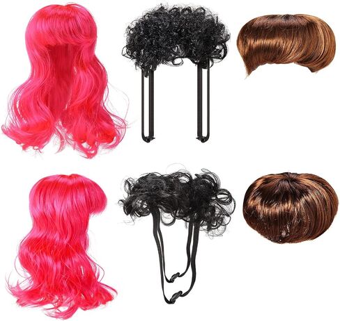 3 Pieces Halloween Pet Wigs Cats and Dogs Wigs Funny Cosplay Pet Headdress Pet Costumes Red Big Wave Wig with Adjustable Elastic Band Funny Dog Wig Accessories for Small Medium Large Pets in Saudi Arabia
