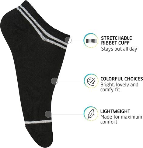 HOT FEET 6,12,18 Pack - No Show Socks for Women, Thin Low Cut Ankle Socks for Teens and Girls, Athletic Socks - Size 4-10 in Saudi Arabia