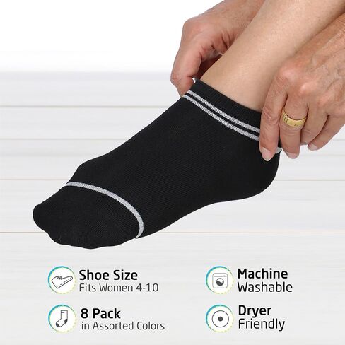 HOT FEET 6,12,18 Pack - No Show Socks for Women, Thin Low Cut Ankle Socks for Teens and Girls, Athletic Socks - Size 4-10 in Saudi Arabia