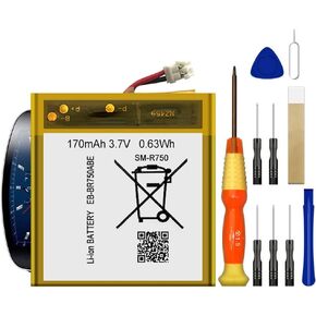 for Samsung Galaxy Gear S R750 SM-R750,Gear S Smart Watch SM-R750WZKAXAC Replacement Battery,for EB-BR750ABE Replacement Battery with Adhesive Tape Tool Repair Kit