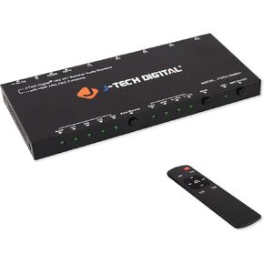 J-Tech Digital HDMI Audio Extractor Switcher 4x1 HDMI 2.0 4K 60Hz with 18Gbps, HDCP 2.2, HDR10, Analog/Digital Audio Output, Supporting CEC, ARC, with IR Remote and auto-Switching [JTECH-SWE41]