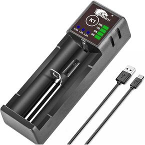 IMREN 18650 Rechargeable Battery Chargers for Li-ion 18650 18500 18350 17650 17670 17500 20700 21700 26650 Batteries,1.2V Ni-MH/Ni-Cd AA AAA C Battery (1 Slots USB Charger)
