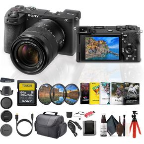 Sony Alpha a6700 Mirrorless Camera, 26 MP Sensor, 4K Video, and Vlog Friendly Functions with 18-135mm Lens (ILCE-6700M/B) + 64GB Memory Card + Filter Kit + Card Reader + Photo Software + More