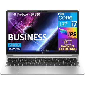 HP ProBook 450 G10 Business Laptop 15.6" IPS FHD (10-Core Intel i7-1355U, 32GB RAM, 1TB PCIe SSD, Intel UHD, Backlit KB, WiFi 6, Bluetooth 5.3, HD Webcam, RJ-45, Win 11 Pro)