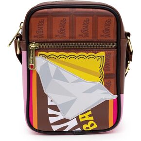Willy Wonka Bag, Cross Body, Willy Wonka Unwrapped Wonka Bar with Golden Ticket, Vegan Leather