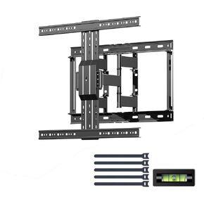 Geckostrol Full Motion TV Wall Mount for Most 32-65 inch Flat Screen/LED/4K TV, TV Mount Bracket Dual Swivel Articulating Tilt 6 Arms, Max VESA 600x400mm, Holds up to 132lbs, Fits 12" 16" Wood Studs