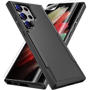for Samsung Galax S23 Ultra Case,S23 Ultra Case,with HD Screen Protector [Military Grade Drop Tested] Heavy-Duty Tough Rugged Shockproof Protective Case for Galax S23 Ultra, Black