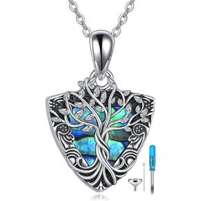 Tree of Life Urn Necklaces for Ashes Sterling Silver Celtic Knot Moon Tree of Life Cremation Jewelry for Ashes Memory Jewelry for Women Men
