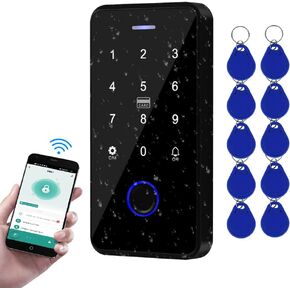 NFC Bluetooth Tuya Access Controller IP68 Waterproof RFID Keypad Fingerprint Biometrics Smart Password Lock System + 10pcs 13.56MHz Keyfobs