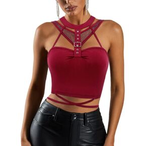 Naimo Women's Sequin Ruffle Crop Top Bralette Bra Rave Dance Tops