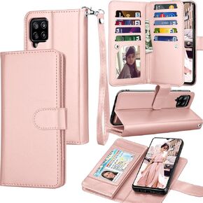 حافظة Galaxy A42 5G، حافظة محفظة Galaxy A42 5G، حامل فتحات بطاقة الائتمان النقدية من جلد البولي يوريثان الفاخر من Tekcoo، غطاء قلاب قابل للطي [حافظة صلبة مغناطيسية قابلة للفصل] مسند لهاتف Samsung A42 5G [ذهبي وردي] in Kuwait