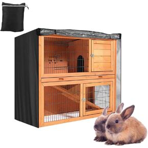 Double Decker Rabbit Cage Cover SUNSURE Outdoor Rabbit Hutch Cover Heavy Duty Waterproof Dustproof Bunny Cage Cover 48" L x 20" W x 41" H, Black