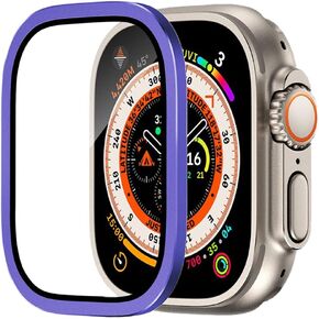 9H Tempered Glass + Titanium Alloy Screen Protector Compatible with Apple Watch Ultra/Ultra 2 49mm Touch Sensitive Lightweight Protective Glass Film Anti-Scratch Waterproof Protector (2 gold)