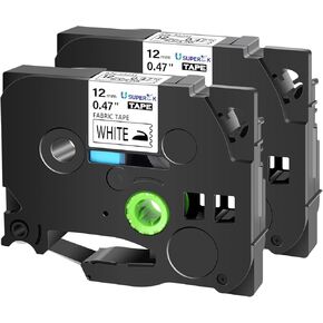 USUPERINK 2PK Compatible for Brother P-Touch Cloth Fabric Tape TZe-FA3 TZ-FA3 Blue on White Iron-on Clothing Label TZe TZ Label Tape for PT-D200 PT-D200G PT-D210 PT-1090 PT-D610BT