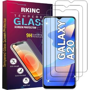 RKINC Screen Protector [3-Pack] for Samsung Galaxy A20, Tempered Glass Film Screen Protector, 0.33mm [LifetimeWarranty][Bubble-Free][Anti-Scratch][Anti-Shatter]