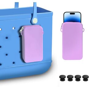 Silicone Phone Holder for Bogg Bag, Soft Silicone Insert Wallet Charm for Bogg Bags Accessories, Attachment for Bogg Beach Bags Tote Bag Compatible with iPhone and Android Phones (Green)