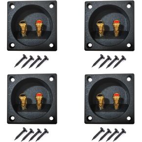 4Pcs 2-Way Speaker Box Terminal Cup with Banana Plugs Binding Post Subwoofer Box Speaker Terminal for DIY Home Car Stereo Speaker & Subwoofer
