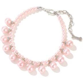 Dogs Kingdom Handmade Pearls Pet Cat Necklace Collar with Lobster Clasp Elegant Pearl Necklace for Small Dog Puppy Cat,Dark Blue,S:9-11.5" Neck