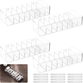 Homaisson 4 Pcs Cable Organizer Box With Wire Ties,Clear Charger Cord Storage Organizer Box With 8 Compartments Plastic Electronics Power Cord Organizer For Home Office Desk Organizers And Accessories