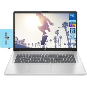 HP 17.3" IPS FHD Laptop (Intel Core 5 120U 10-Core (Beats i5-1235U), 16GB RAM, 512GB PCIe SSD, Intel Graphics, Backlit Keyboard, Fingerprint Reader, WiFi 6, Bluetooth 5.3, Win 11 Home) w/DKZ Hub