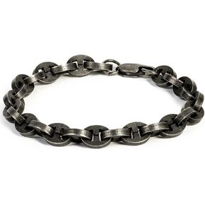 NVR GVN The Unbroken Collection Men’s Stainless Steel Bracelet Gunmetal Old World 8.25 inches Gift for Dad Husband Son BoyFriend Fits Wrists 7-7.75
