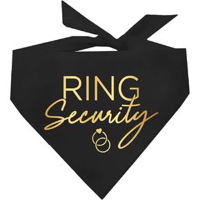 باندانا كلب بطبعات معدنية لحفلات الزفاف والخطوبة من Ring Security (أسود، OS Gold Foil 2)