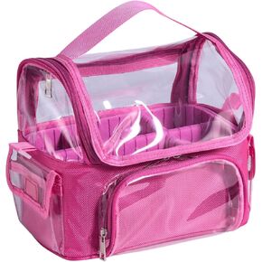BS-MALL Makeup Bag, Transparent PVC Clear Travel Makeup Brush Holder, Tool Organizer Case with Shoulder Strap