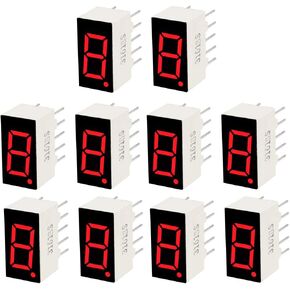 uxcell Common Anode 10 Pin 1 Bit 7 Segment Display 0.55 x 0.3 x 0.33 Inch 0.35" Red LED Display Digital Tube 10pcs