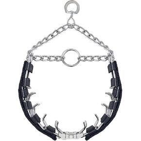 Prong Training Collar for Dogs, Adjustable Dog Pinch Collar with QuickRelease Buckle, Dog No Pull Collar for Small Medium Large Dogs, 2 Extra Link and 20pc Caps (Black, S(14-17" Neck, 2.25mm))