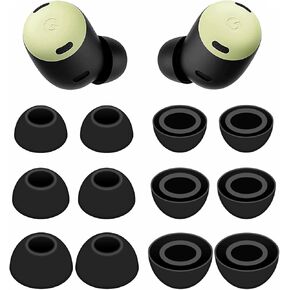 BLUEWALL Eartips Earbuds Tips Compatible with Google Pixel Buds Pro, S/M/L Sizes Fit in Case Earbuds Soft Silicon Ear Tips Compatible with Pixel Buds Pro, 6 Pairs Black