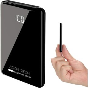 Ultra Compact Power Bank with LCD Battery Display, Super Slim 5000-mah Dual USB Outputs, Pocket Size Mini Portable Charger External Phone Battery Pack Small,Emergency Phone Power Backup